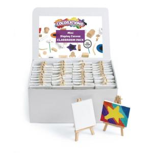 Colorations® Mini Stretched Canvas with Easel, Set of 48, 100% Cotton Canvas, White Gesso-Primed, Ready to Paint, Canvas 4″x3’’, Easels 6’’H, Value Pack, Ideal for Artists,Educators, Students,Keepsake
