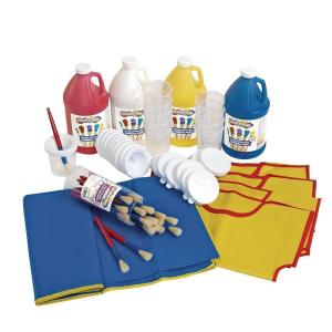Kids Tempera Paint Kit, 4 Colors of Tempera Paint, Smock, Paint Brushes, Paint Cups & Messy Mat, Beginners Paint Set, Painting Basics, Homeschool, Kids Paint Set, Paint for Children, Home School Use