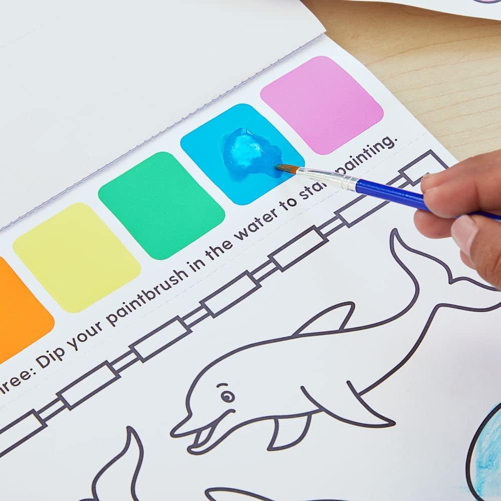 imageColorations MessFree 3in1 Numbers ampamp Shapes Paint Set  with Brush 85quot W x 11quot L  Coloring for Toddlers Magic Watercolor Doodle Palette for Kids