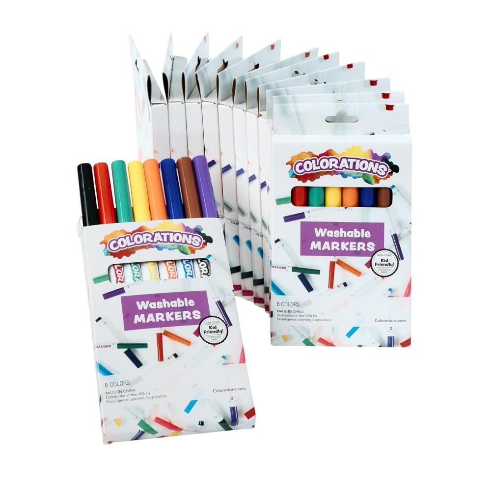 imageColorations Classic Markers  12 Packs 8 Colors Each Set of 96 Total  Bulk School Supplies Individual Boxes for Kids Party Favors