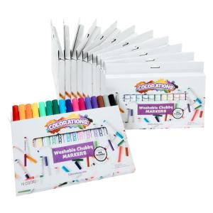 Colorations Chubby Markers – 12 Packs, 16 Colors Each, Set of 192 Total – Bulk School Supplies, Individual Boxes for Kids, Party Favors