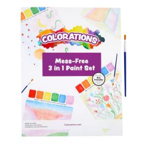 Colorations Mess-Free 3 in 1 Paint Set – with Brush 8.5″ W x 11″ L | Coloring for Toddlers, Magic Watercolor, Doodle Palette for Kids