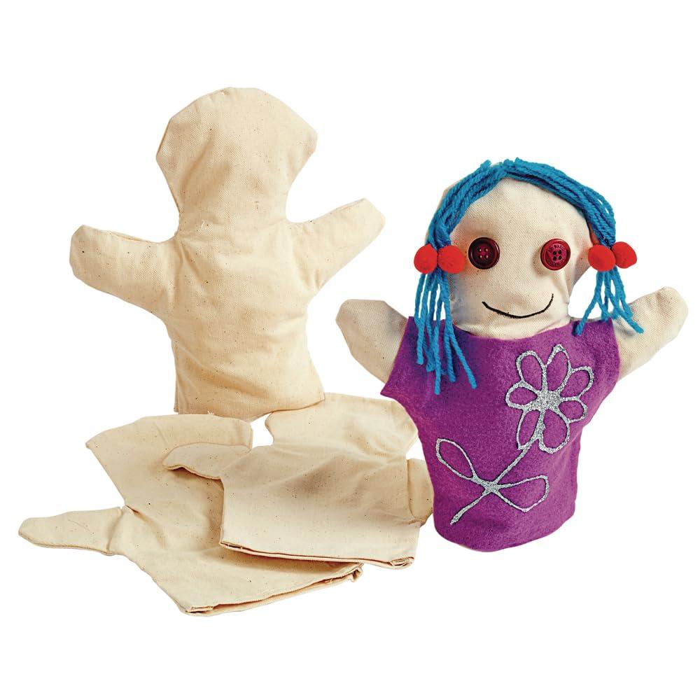 imageColorations CANPUP Set of 12 Kids Decorate Your Own Canvas Hand Puppets 917quotH each for All About Me Social Emotional Pretend Play Activities