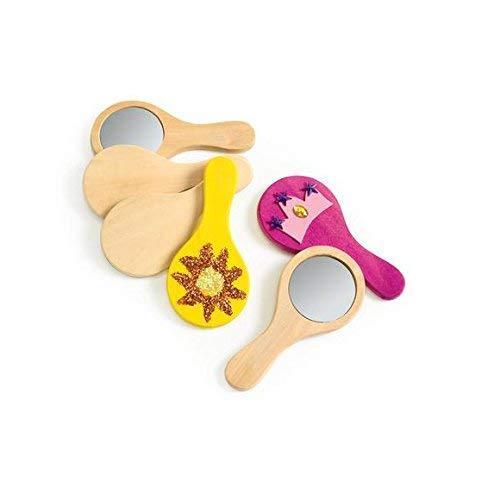 imageColorations FAIREST DIY Mini Wooden Handled Mirrors Ready to Decorate for Kids Safe Acrylic No Glass Customize Personalize Set of 12 Arts ampamp Crafts Craft Project