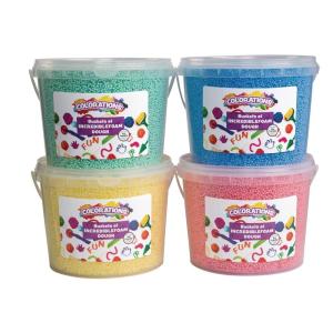 Colorations IncredibleFoam Dough, 4 Colors, 3 1/2 ounces each, Plastic Tubs for Storage, Foam Modeling Dough for Kids, Mess Free Dough, Sensory Modeling Dough, Non Drying for Reshaping, Non Toxic(Buckets)