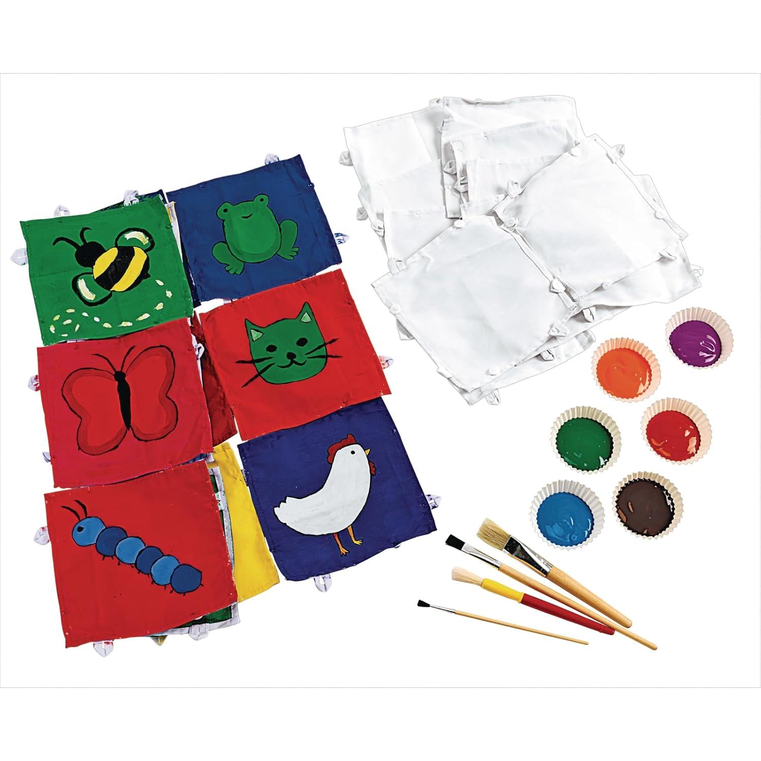 imageColorations Decorate Your Own Canvas Quilt 12 Square Pieces with Buttons ampamp Loops 100 Cotton Decorate ampamp Design Your Own Square Combine and Bring whole Group ampamp Family Individuality into the Quilt