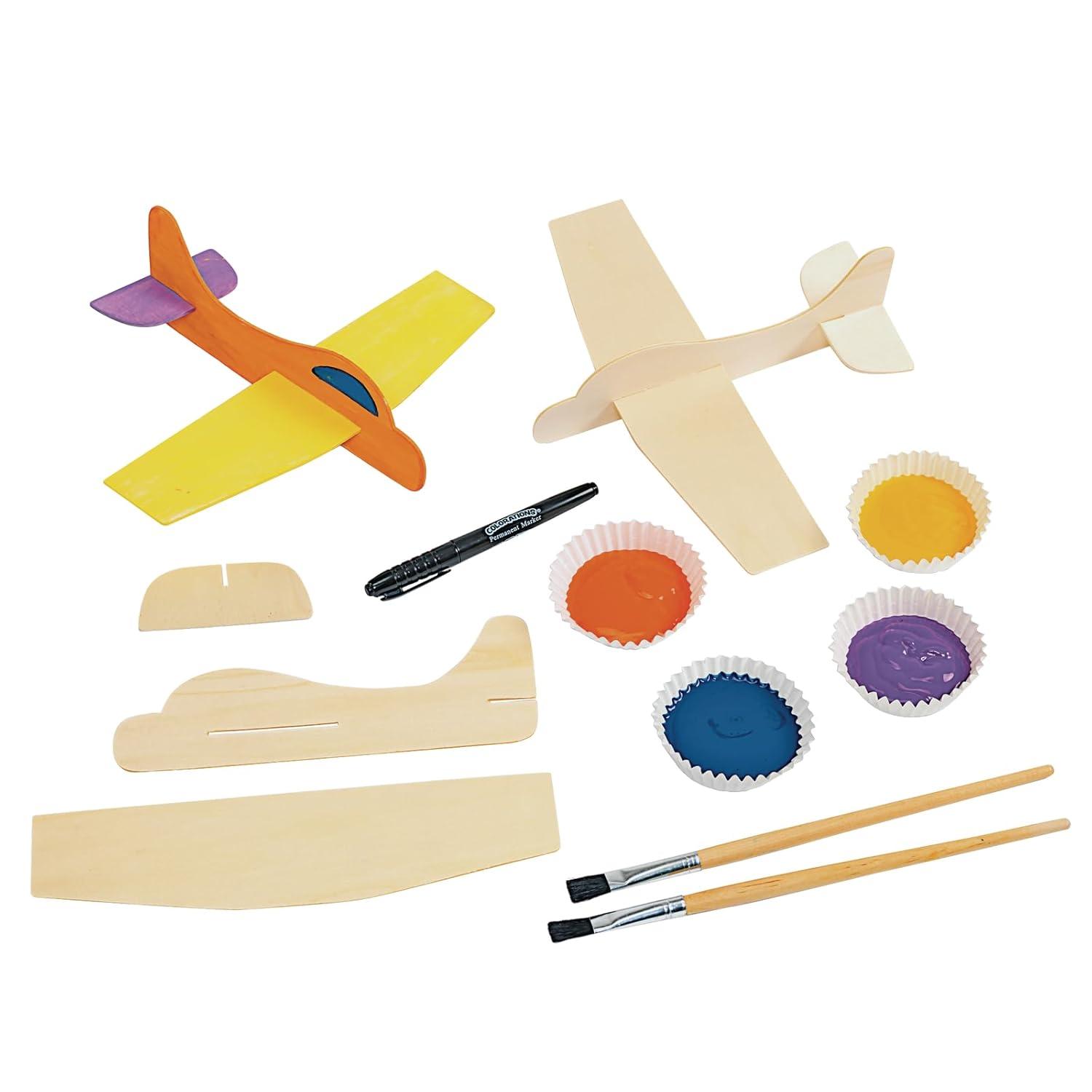 imageColorations Decorate Your Own Wooden Model Airplanes Set of 12 Create Unique ampamp Personal Designs Fun Kids Craft Project Craft Project for Boys ampamp Girls Decorate ampamp Play Craft