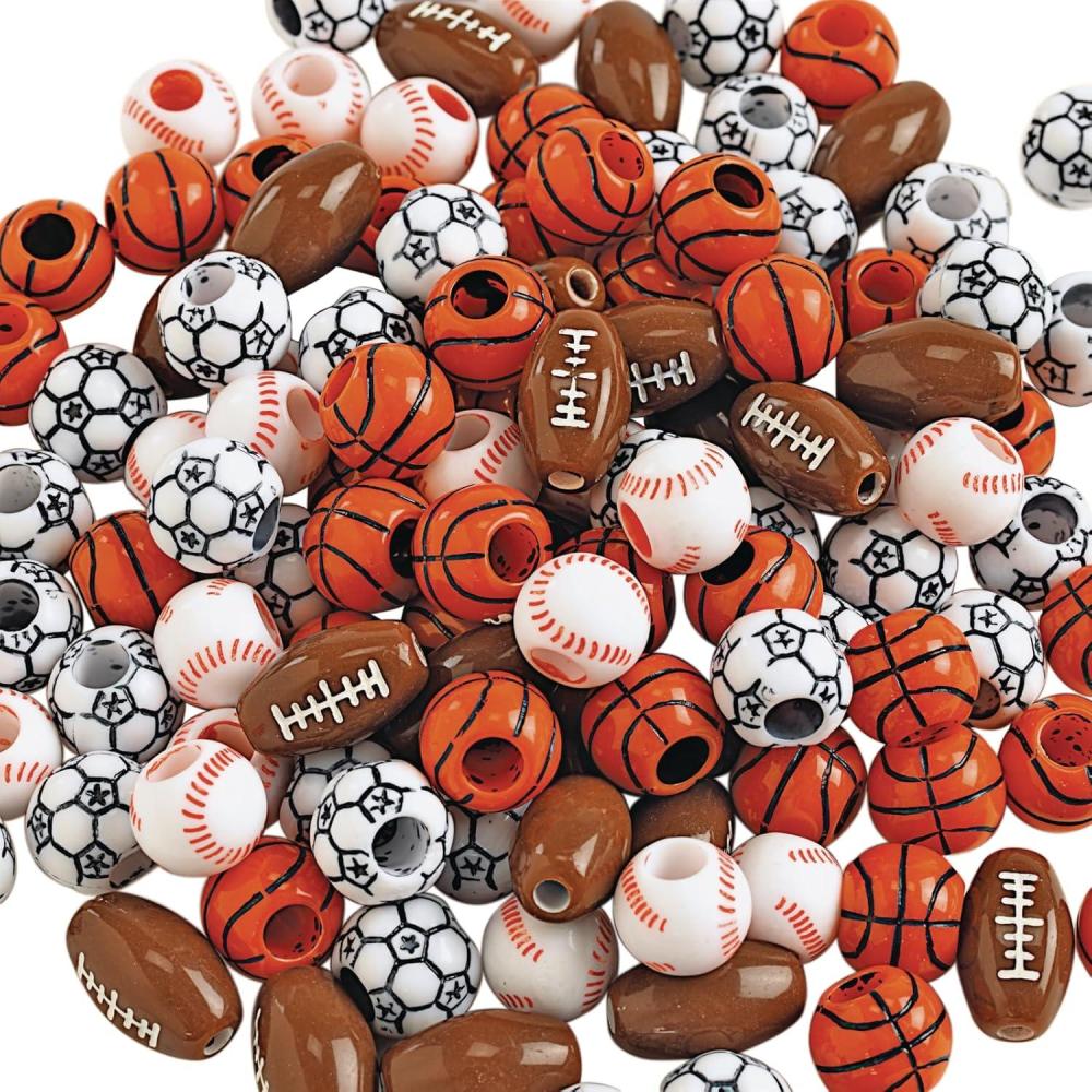 imageColorations Plastic Sports Ball Beads for Kids 5 lb Accent Beads Ball Beads Football Soccer Baseball Basketball Arts ampamp Crafts Boys ampamp Girls