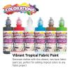 Colorations® Fabric Paint Set, 4oz Bottles, 6 Tropical Colors, Fabric Paint is Permanent & Remains On The Fabric, Creamy & Easy to Apply to Cotton, Cotton blends, Polyester, Canvas & more,No Cracking!