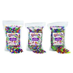 Colorations Pony Beads, 3 lbs Glitter, Regular, Metallic, 5000 Beads, Resealable Stand-Up Storage, Accent Beads, Hair Accessory, Slime, Stringing, Teachers, Kids,Arts & Crafts