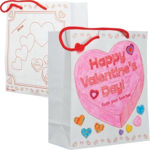 Really Good Stuff Valentine’s Day Classroom Gift Bag – 12 Pack – Color and Personalize – Collect and Carry Kids Craft Bags