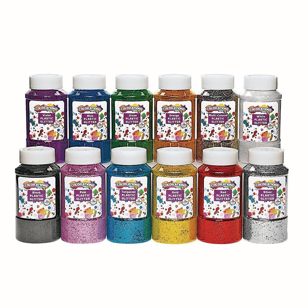 imageColorations ExtraSafe Plastic Glitter Classroom Supplies Multicolor Variety Pack Set of All 12
