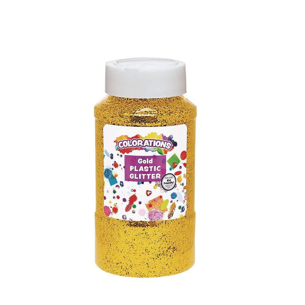 imageColorations ExtraSafe Plastic Red Glitter 1 lb Easy Dispensing Shaker Jar Great for Arts ampamp Crafts Decorating Slime Holiday Party Weddings Scrapbooking Non Toxic GlitterGold
