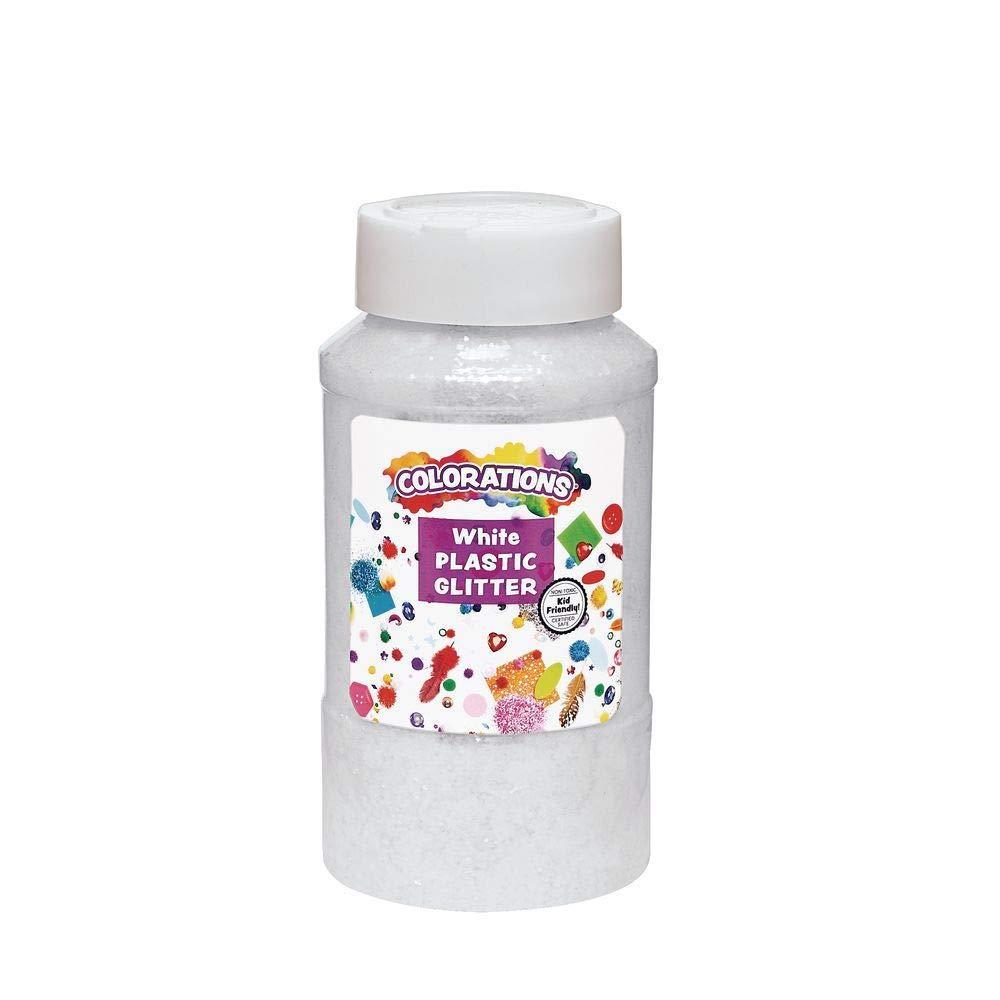 imageColorations ExtraSafe Plastic Red Glitter 1 lb Easy Dispensing Shaker Jar Great for Arts ampamp Crafts Decorating Slime Holiday Party Weddings Scrapbooking Non Toxic GlitterWhite