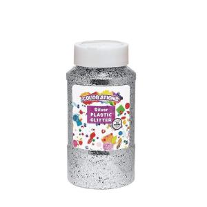 Colorations® Extra-Safe Plastic Red Glitter, 1 lb, Easy Dispensing Shaker Jar, Great for Arts & Crafts, Decorating, Slime, Holiday Party, Weddings, Scrapbooking, Non Toxic Glitter(Silver)