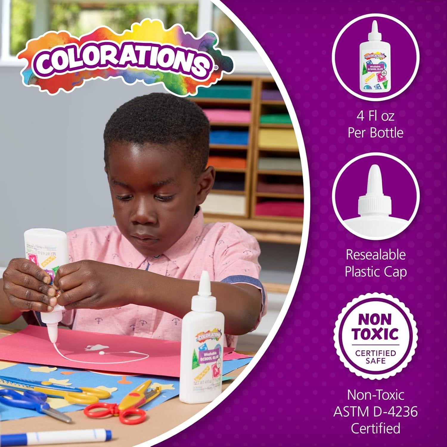imageColorations White School Glue 24 Bottles Each 4oz Each Set Individually Packaged Personalize ampamp Decorate for Gifts Arts ampamp Craft Craft for Children Kids Crafts
