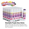 Colorations Washable Premium Glue Sticks for Home and Classroom, Applies Purple, Dries Clear – Set of 30,PREPURP