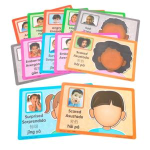 Colorations Emotions Modeling Mats, Set of 12, Thick Laminated Paper, 9″ x 6″, Real-Life Photo of a Child expressing an Emotion