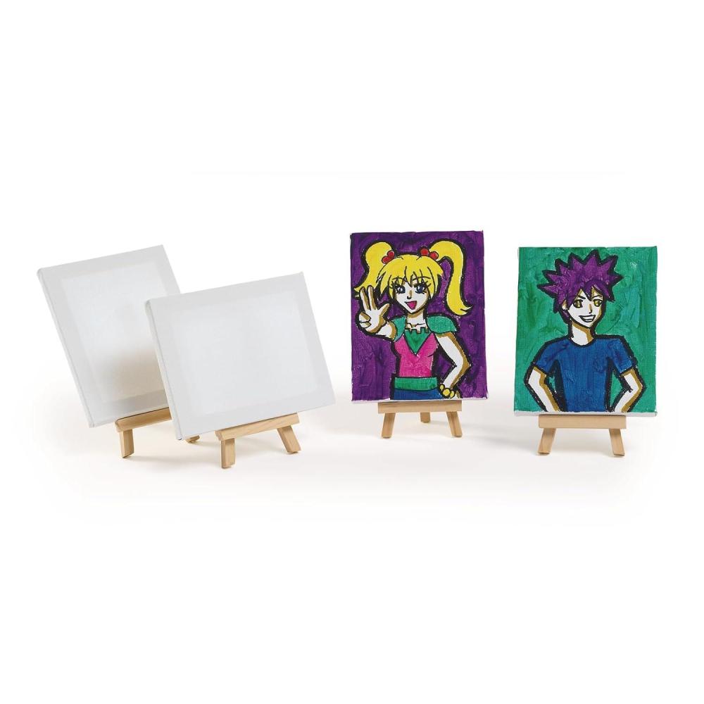 imageColorations Mini Canvas Panels with Easels Set of 6 Great for Kids Art Great for School or Home Use Promotes Creativity Make Art a Keepsake Display Your Art Each 5quotL x 4quotW Easel 4 12quotH
