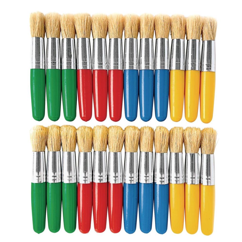 imageColorations Stubby Plastic Brushes Set of 24 Kids Paint Brushes Paint Brushes for Children School Art Supplies Art Supplies Craft Projects Ideal for Small Hands Ideal for Most Paint Mediums