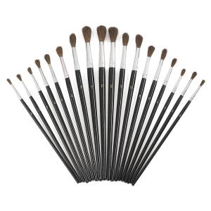 Colorations Watercolor Brushes, Fine Brushes, Set of 18 Assorted Sizes, Natural Bristles, Kids Watercolor Brushes, Paint Brushes, Wooden Handles, Paint Supplies