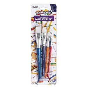 Colorations,Set of 4 Assorted Sizes,Flat Tips,Kids Paint Brushes,Paint Brush Set,Kids Painting,Art,Craft,Paint Supplies,Art Supplies,Paint Brush,Paint Brushes,Tempera,Watercolor,Acrylic