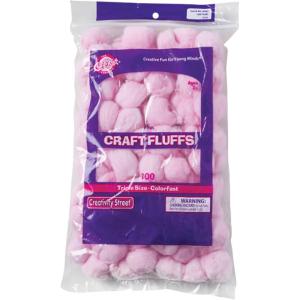 Creativity Street Cotton Decorated Craft Fluff Ball, Pink, Pack of 100,4 oz(4 oz)