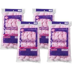Creativity Street Cotton Decorated Craft Fluff Ball, Pink, Pack of 100,4 oz(4 oz (Pack of 4))