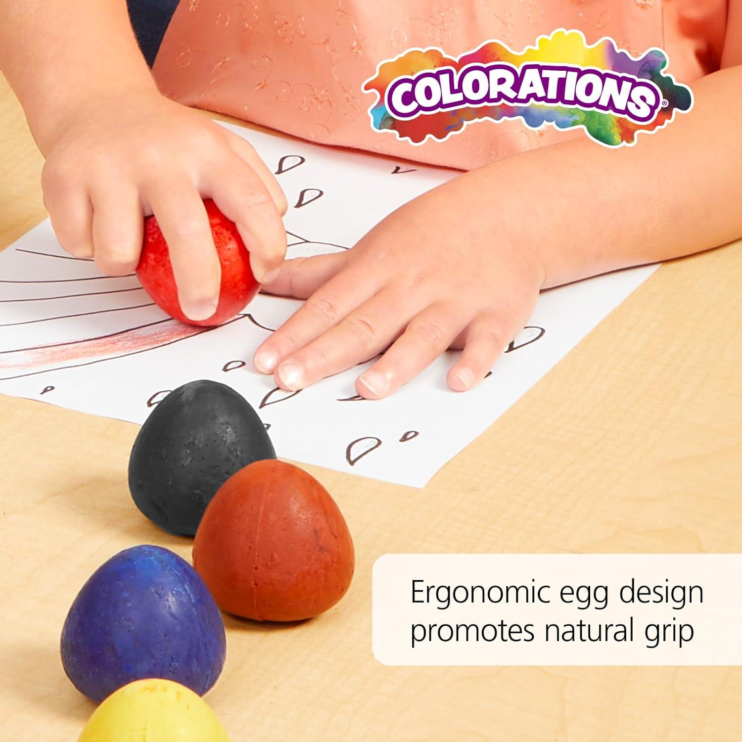 imageColorations Chubby NonToxic Crayons for Toddlers Palm Grip Eggs 8 Colors Set of 24 Shape is Easy for Young Children to Grip Hold ampamp Draw Crayons Glide Easily Non Toxic Crayons Kids Crayons