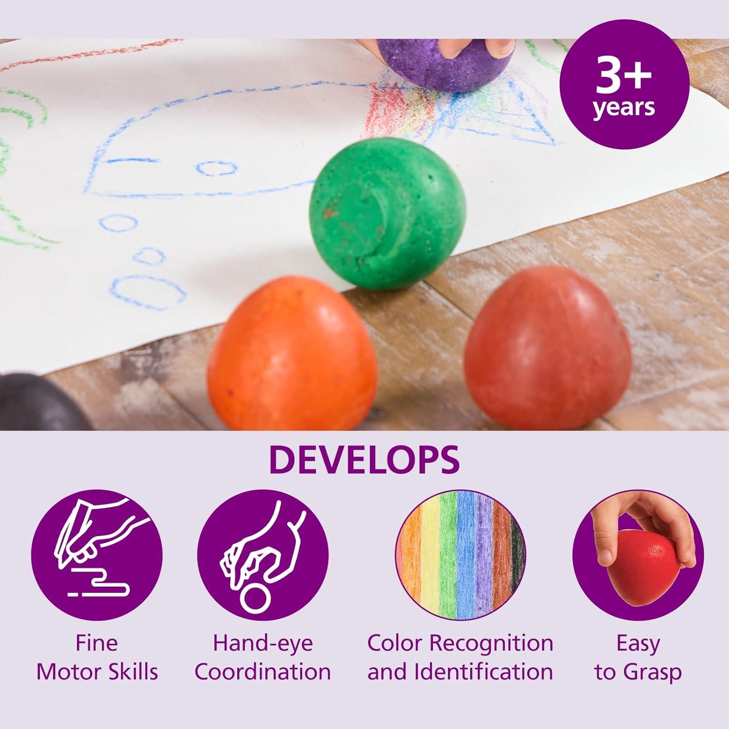 imageColorations Chubby NonToxic Crayons for Toddlers Palm Grip Eggs 8 Colors Set of 24 Shape is Easy for Young Children to Grip Hold ampamp Draw Crayons Glide Easily Non Toxic Crayons Kids Crayons