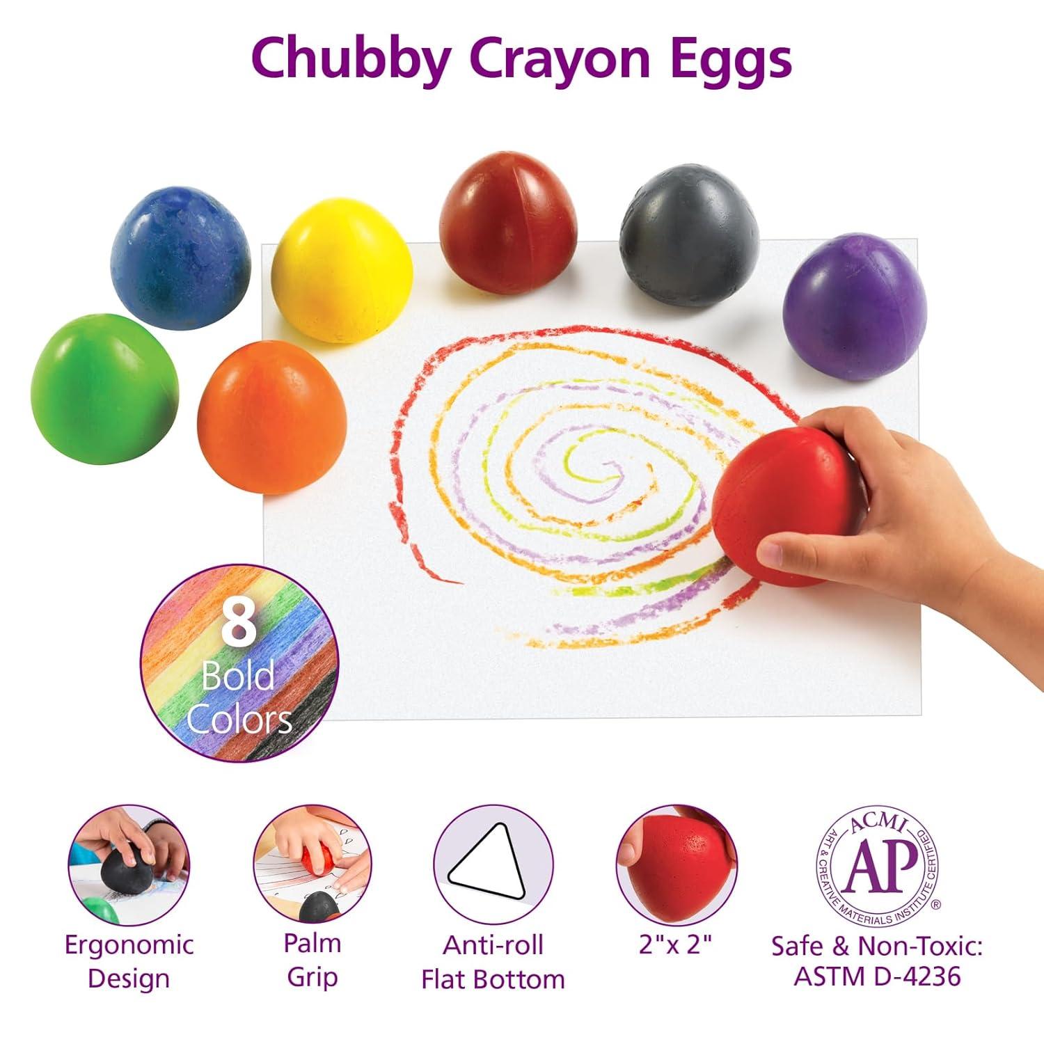 imageColorations Chubby NonToxic Crayons for Toddlers Palm Grip Eggs 8 Colors Set of 24 Shape is Easy for Young Children to Grip Hold ampamp Draw Crayons Glide Easily Non Toxic Crayons Kids Crayons