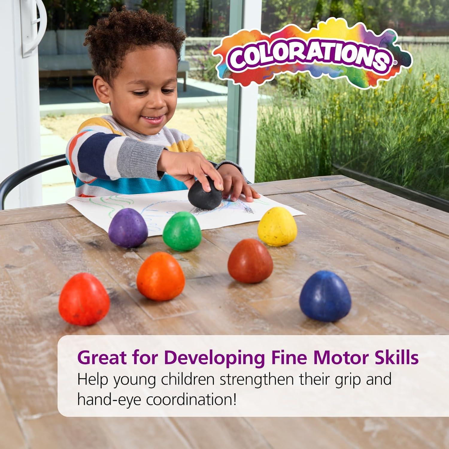 imageColorations Chubby NonToxic Crayons for Toddlers Palm Grip Eggs 8 Colors Set of 24 Shape is Easy for Young Children to Grip Hold ampamp Draw Crayons Glide Easily Non Toxic Crayons Kids Crayons