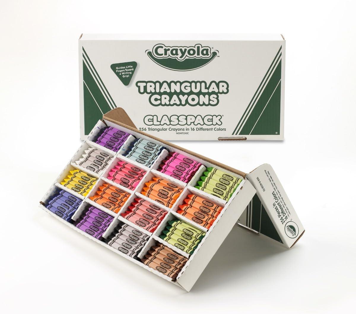 imageCrayola Triangular Crayon Classpack 256ct 16 Assorted Toddler Crayons Anti Roll Bulk School Classroom Essentials Preschool ampamp Kindergarten Must Haves