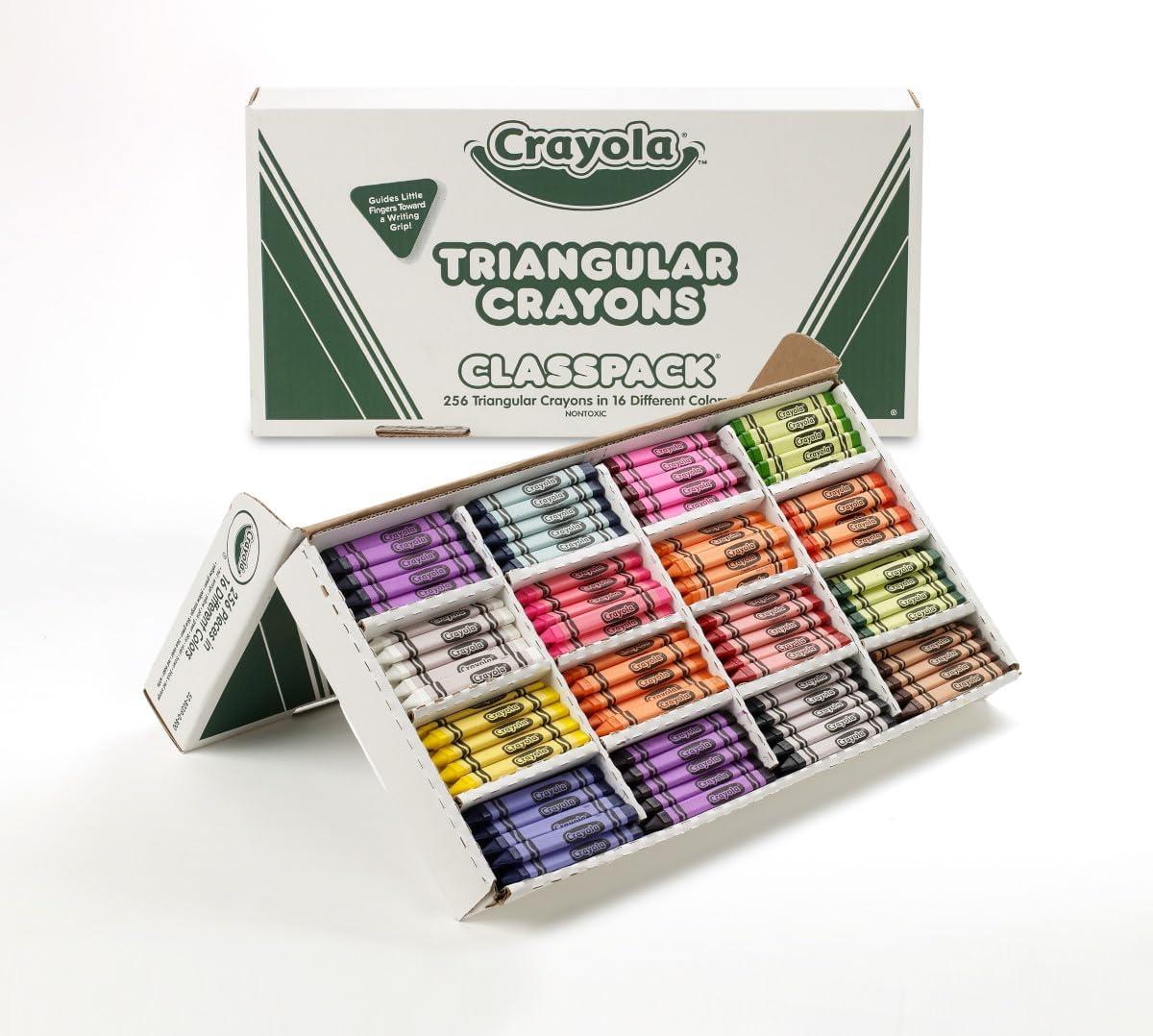 imageCrayola Triangular Crayon Classpack 256ct 16 Assorted Toddler Crayons Anti Roll Bulk School Classroom Essentials Preschool ampamp Kindergarten Must Haves