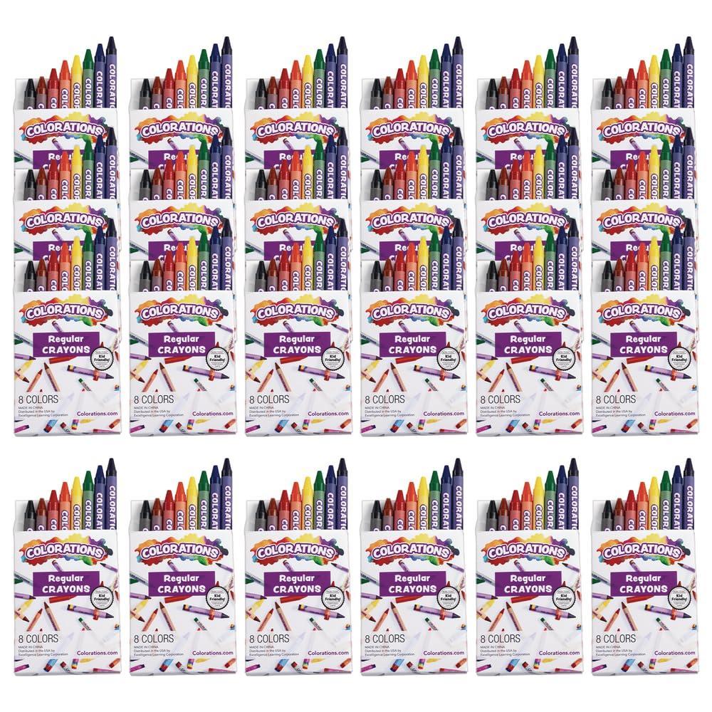 imageColorations Regular Crayons 8 Colors per Set 12 Sets Included Each Set Individually Packaged Personalize ampamp Decorate for Gifts Arts ampamp Craft Craft for Children Kids Crafts