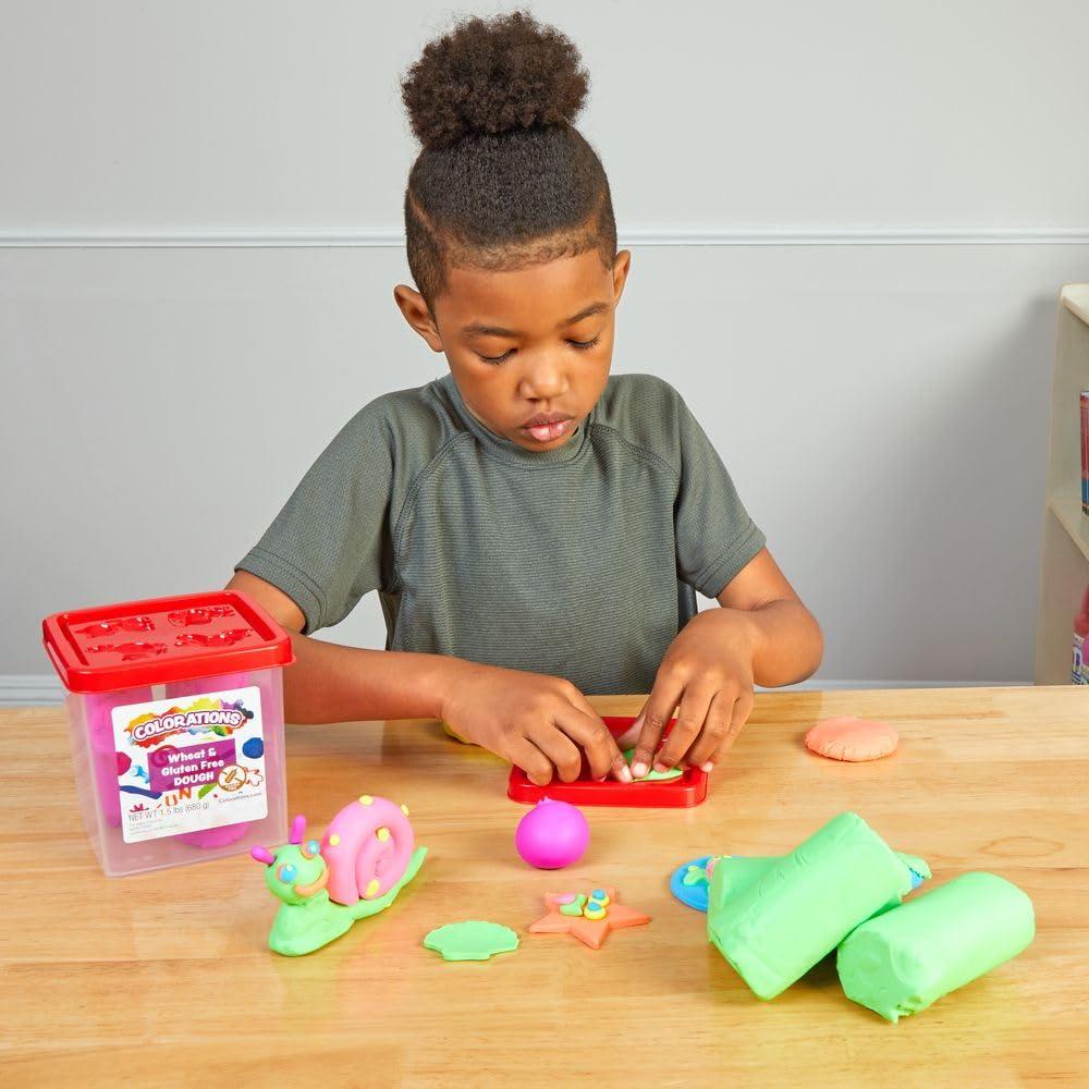 imageColorations Wheat ampamp Gluten Free Primary and Neon Color Dough 15lbs ea NonToxic Play Dough Bulk Set Sensory Kit Party Favors Classroom PackNeon