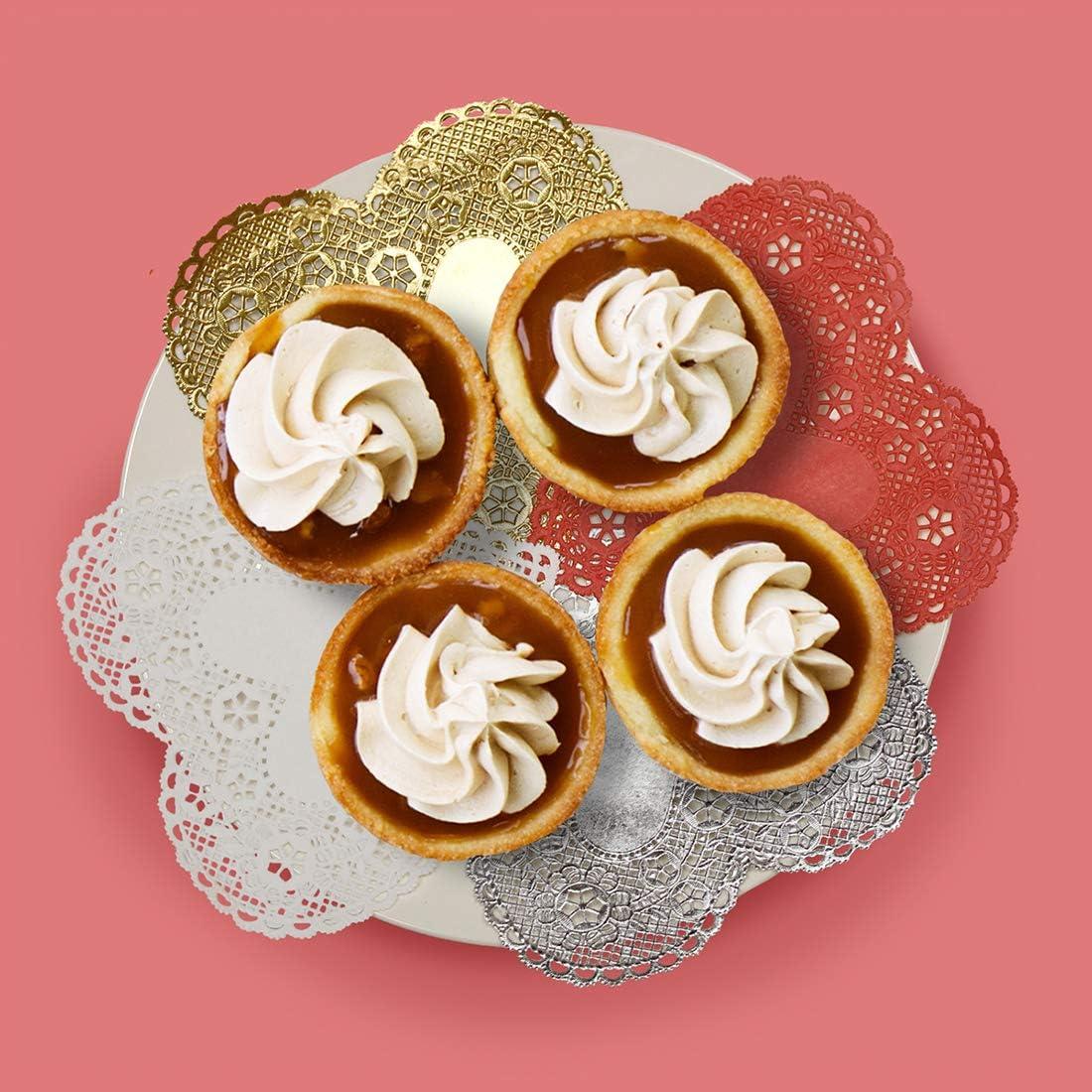 imageHygloss Heart Doilies 100 Pcs 4Inch Gold Silver White and Red Paper Heart Shaped Doilies for Valentines Crafts Table Settings Ideal for Valentine Doily6Inch