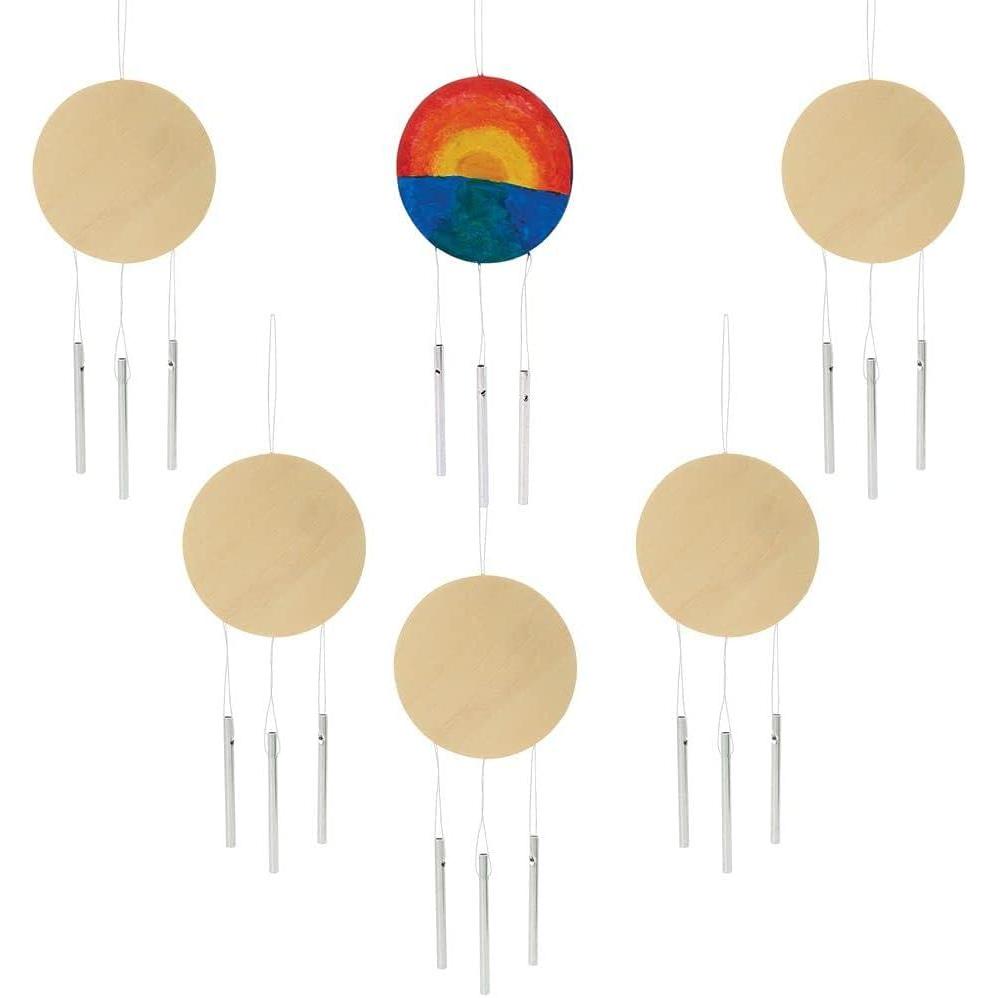 imageColorations Decorate Your Own Wooden Wind Chimes Kit Set of 6 Ready to Decorate and Create Unique and Personal Designs Fun Kids Craft Project Individually Packaged