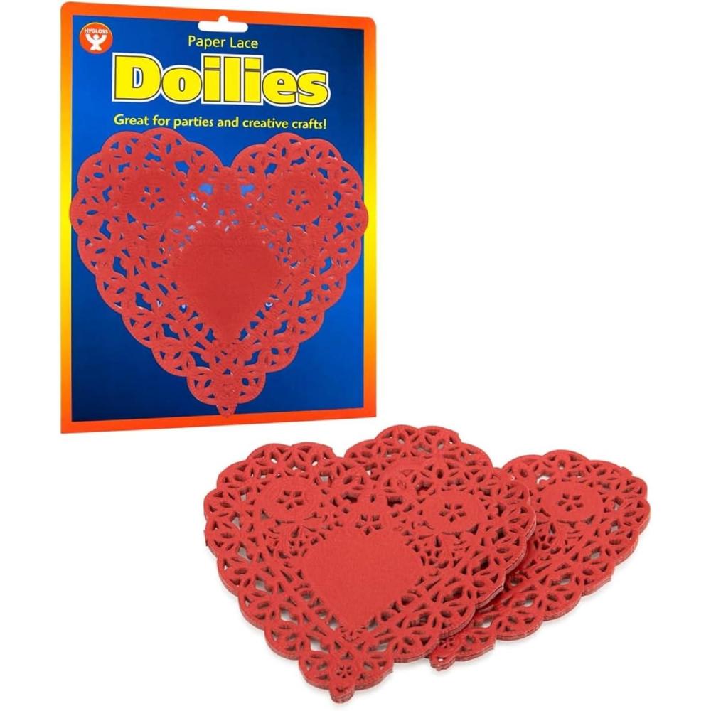 imageHygloss Heart Doilies  100 Pcs 4Inch Pink Paper Heart Shaped Doilies for Valentines Crafts Table Settings  Ideal for Valentine DoilyRed
