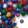 Colorations Glitter Pom-Poms, Pack of 300 – Colorful Pom-Poms for Arts and Crafts, Soft, Plush Acrylic – Versatile and Fun, Assorted Craft Poms-Poms Range from ¼” to 1 ¼”