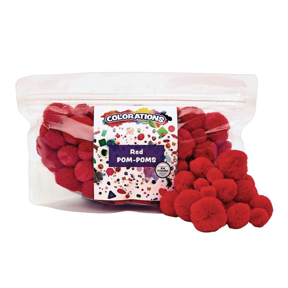 imageColorations PomPoms Pack of 300  Colorful PomPoms for Arts and Crafts Soft Plush TopQuality Acrylic  Versatile and Fun Assorted Craft PomsPoms Range from  to 2Red