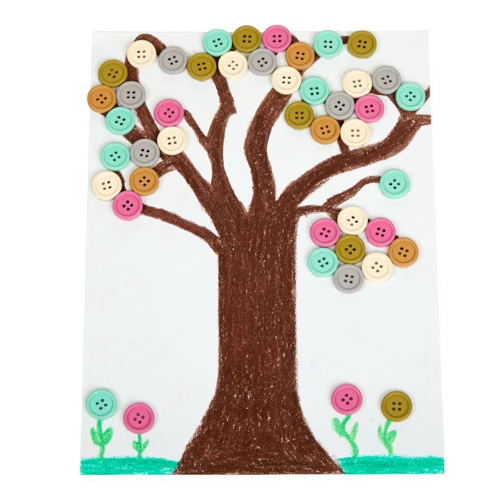 imageColorations Natural Tones Colored Wooden Buttons  300 Pcs 6 Colors 12lb