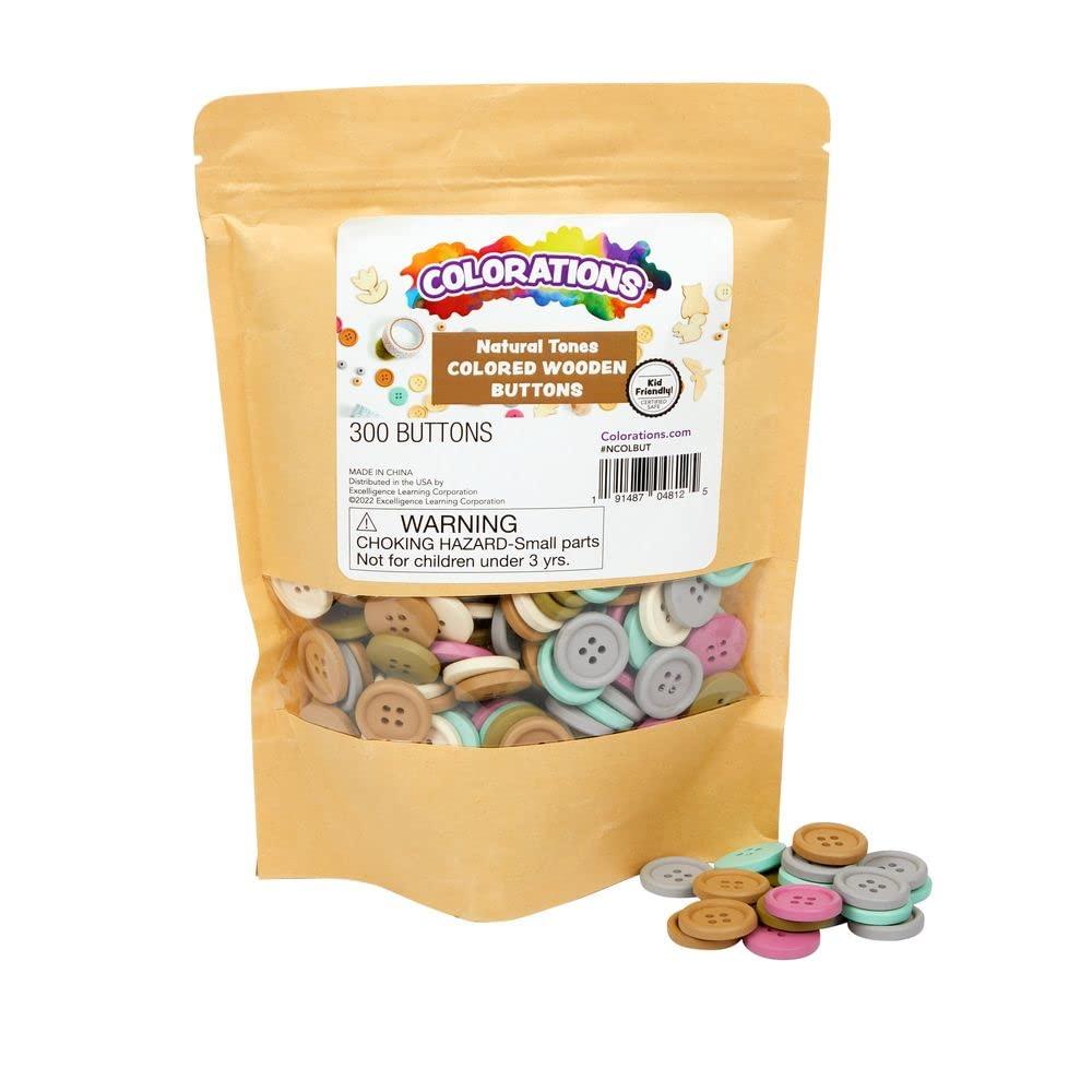 imageColorations Natural Tones Colored Wooden Buttons  300 Pcs 6 Colors 12lb