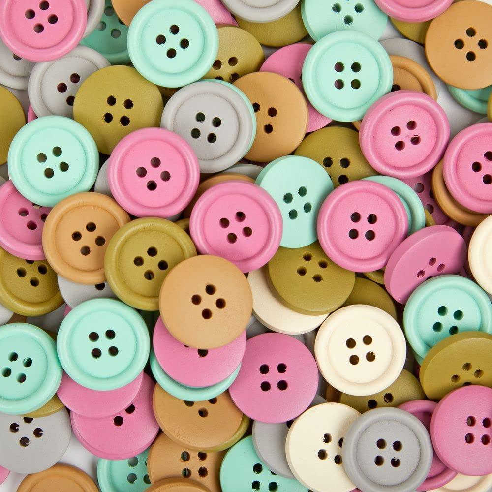 imageColorations Natural Tones Colored Wooden Buttons  300 Pcs 6 Colors 12lb