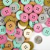 Colorations Natural Tones Colored Wooden Buttons – 300 Pcs, 6 Colors, 1/2lb
