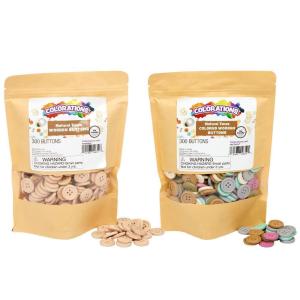 Colorations Natural & Toned Wood Buttons – 1lb, 600 pc