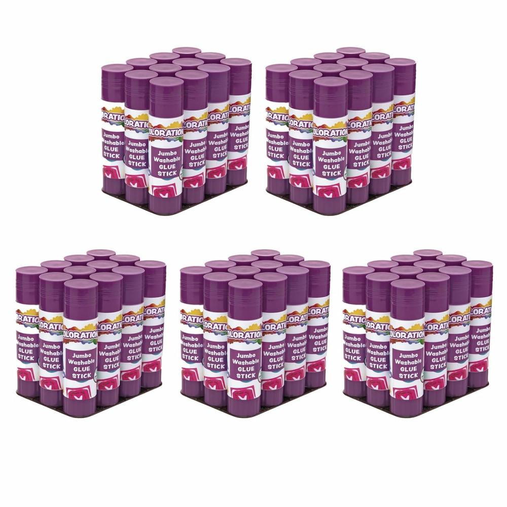 imageColorations Jumbo Washable Purple Glue Sticks 60 Glue Sticks Each Stick 141 ozFully Washable Non Toxic Dries Clear Gluing Acid Free Glue Crafts School Supplies Office Home Classroom
