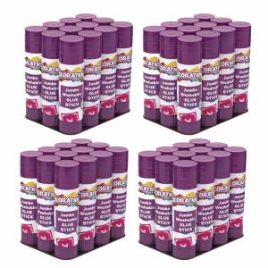 Colorations Jumbo Washable Purple Glue Sticks, 48 Glue Sticks, Each Stick 1.41 oz.,Fully Washable, Non Toxic, Dries Clear, Gluing, Acid Free Glue, Crafts, School Supplies, Office, Home, Classroom