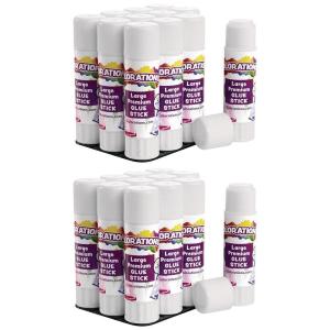 Colorations Premium White Glue Sticks, Set of 24, Stick 0.88 Ounces, Dries Clear, Gluing, Crafts, Arts, School Supplies, Classroom, Projects, Paper, School Glue, Washable, Non Toxic, Acid Free