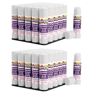 Colorations Premium White Glue Sticks, Set of 60, Stick 0.32, Dries Clear, Non-Toxic, Washable, Adheres to Multiple Surfaces, Quick Drying, Easy Apply